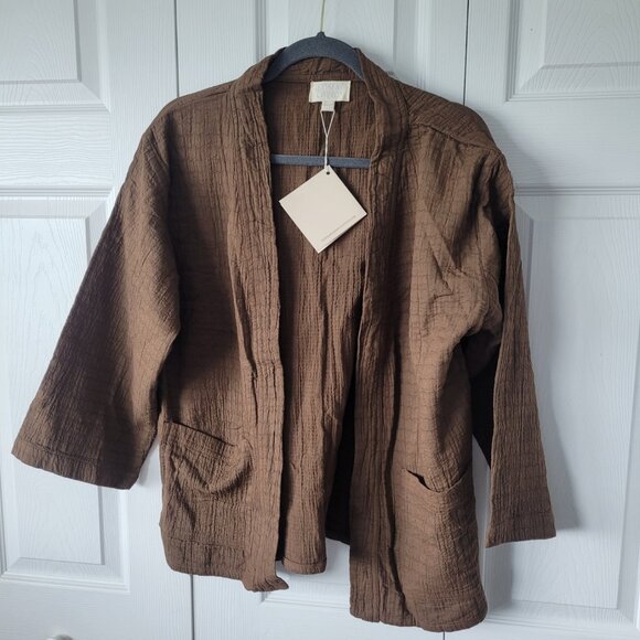 NWT HONEST COTTON Womens Carrier Coat - Handmade 100% Cotton Boxy Layer One Size - Picture 3 of 6